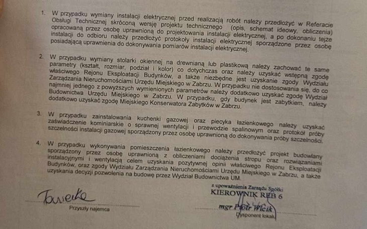 Dokument dotyczący wymiany instalacji elektrycznej w budynku.