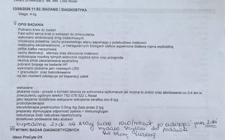 Dokumentacja medyczna dotycząca badań i diagnozy.