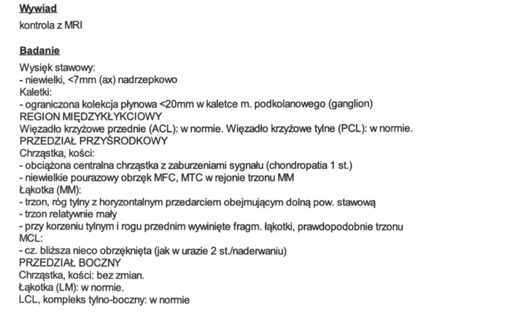 Zbiórka Artroskopia - operacja łąkotki - zdjęcie główne