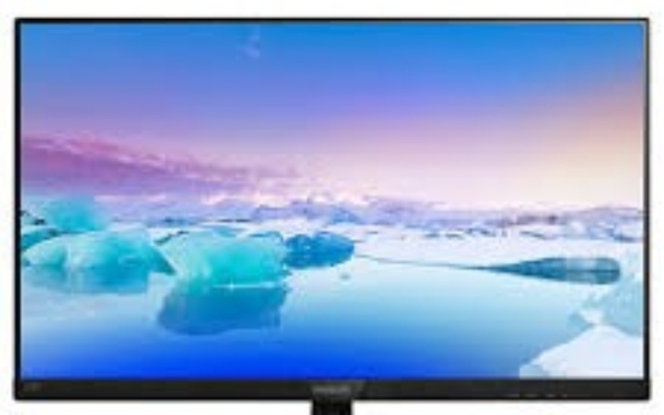 Monitor z widokiem na lodowate jezioro.