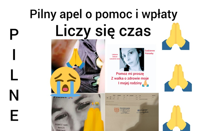 Osoba z cierpieniem prosi o pomoc — apel o pilną zbiórkę.