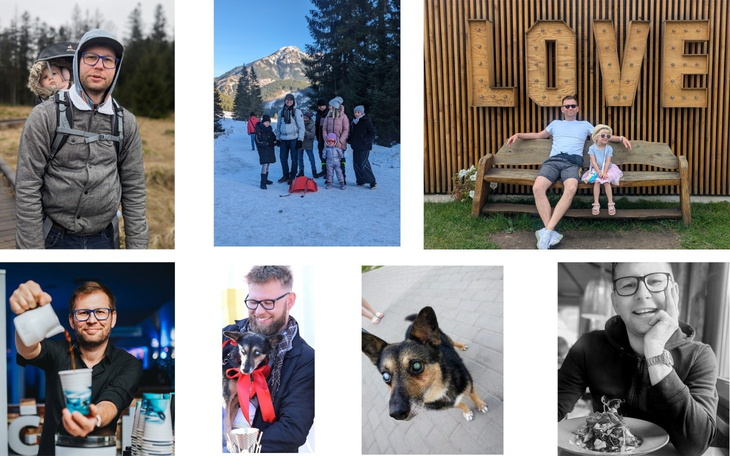 Kolaż zdjęć z różnych aktywności rodzinnych i towarzyskich.