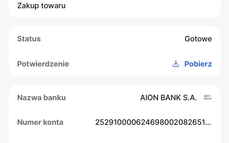 Dokument z danymi bankowymi, w tym numer konta.