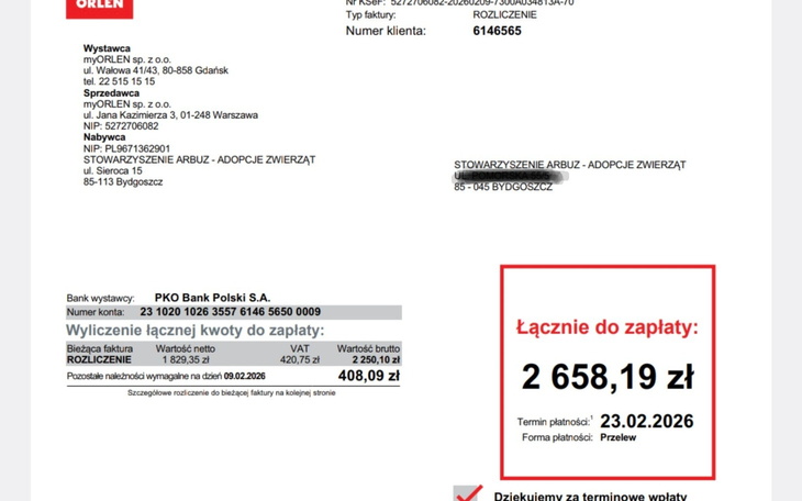 Faktura z kwotą do zapłaty 2 658,19 zł.