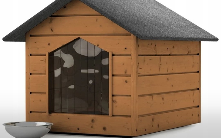 Domek dla psa z miseczką, idealne miejsce dla pupila.