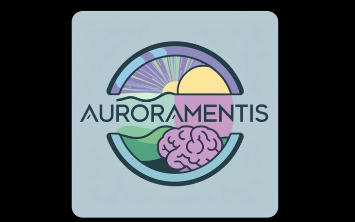 Logo Auroramentis z krajobrazem i mózgiem.