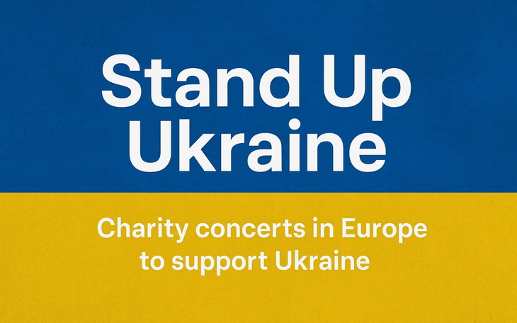Plakat promujący koncerty charytatywne na rzecz Ukrainy.