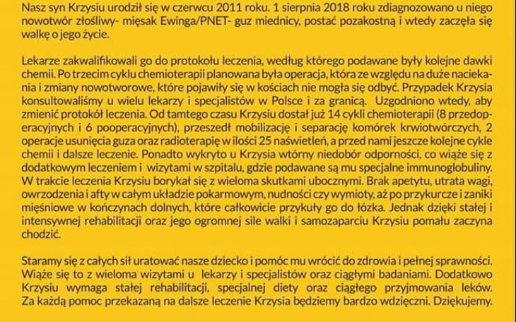 Zbiórka Zbiórka na chorego Krzysia - zdjęcie główne