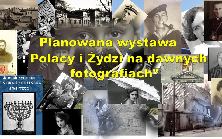 Plakat zapowiadający wystawę o Polakach i Żydach.