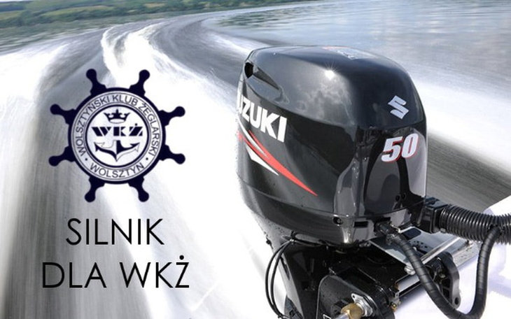 Silnik motorówki, logo klubu żeglarskiego.