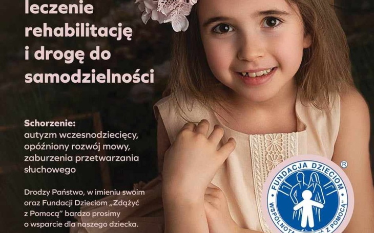 Plakat promujący rehabilitację dzieci z autyzmem.