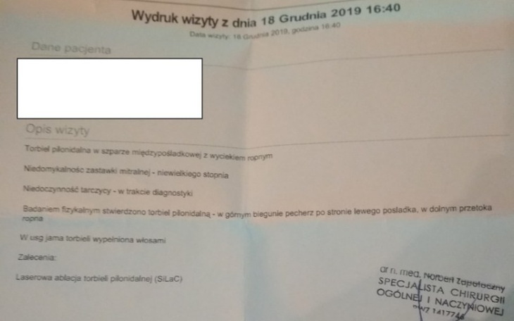 Zbiórka Leczenie torbieli włosowej SilaC - zdjęcie główne