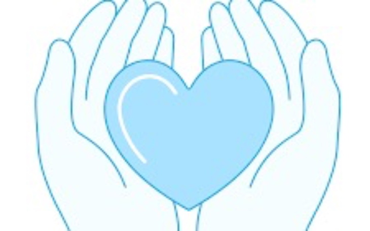 Ilustracja rąk trzymających serce, symbol miłości.