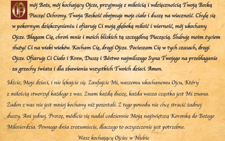 Fragment modlitwy z prośbą o miłość i wsparcie.