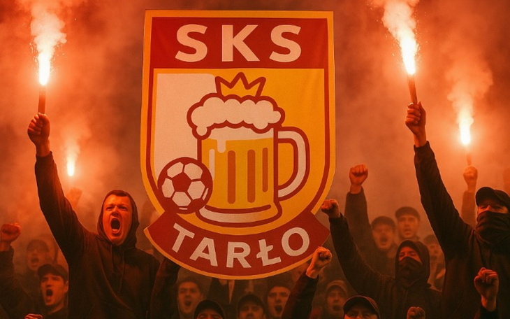 Zniszczony korytarz po pożarze, z popiołem i dymem.