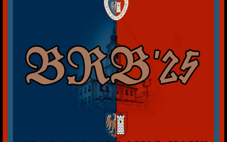 Logo z napisem BRB'25 na tle niebiesko-czerwonym.