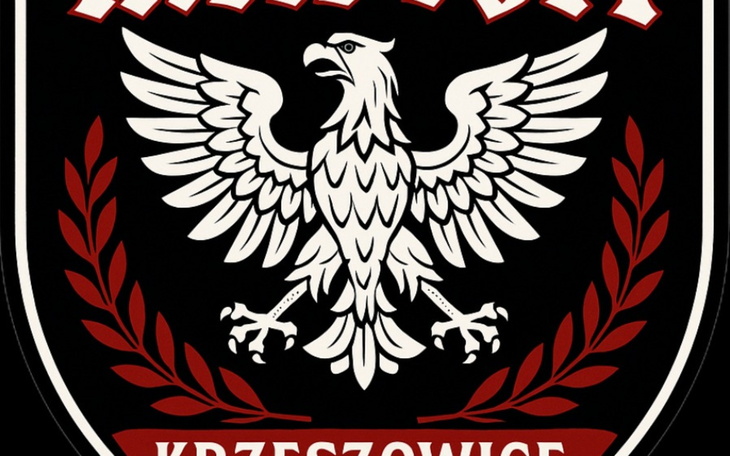 Herb z orłem, symbolizujący miasto Krzeszowice.