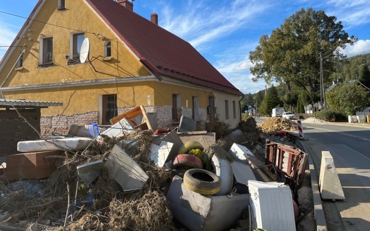 Zabytkowy dom z zewnątrz, otoczony drzewami.