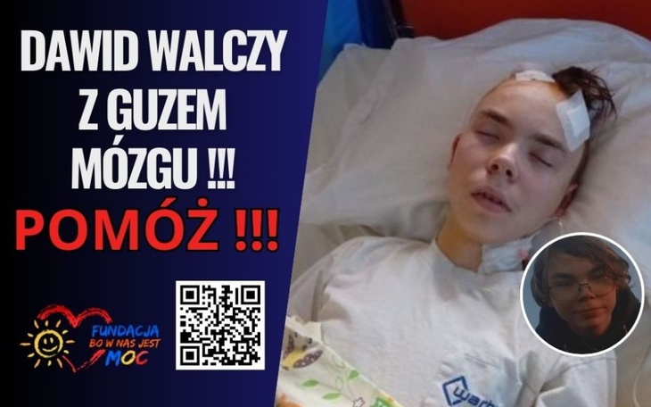 Chłopak w szpitalu, walczący z chorobą, apel o pomoc.