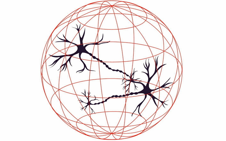 Ilustracja neuronów na tle siatki, symbolizująca połączenia w mózgu.