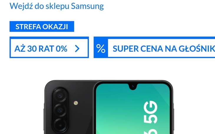 Reklama telefonu Samsung z promocją na głośniki.