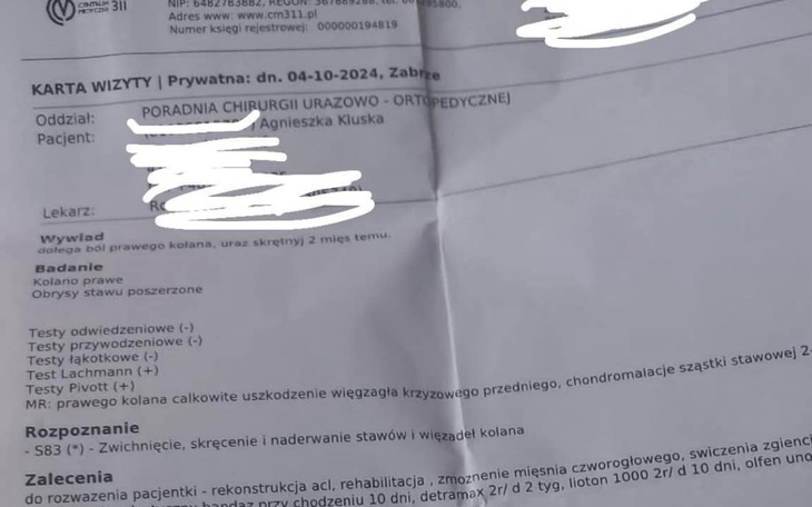 Zbiórka Operacja - rekonstrukcja ACL - zdjęcie główne