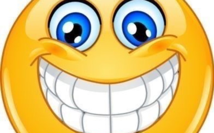 Uśmiechnięta buźka z dużymi oczami i szerokim uśmiechem.