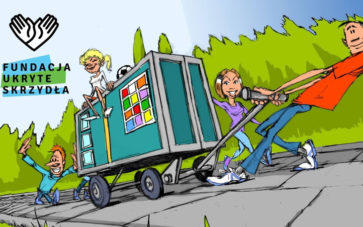 Ilustracja przedstawiająca dzieci pomagające w projekcie.