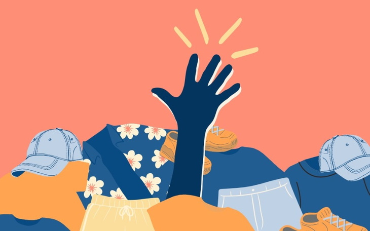 Ilustracja przedstawiająca rękę wyłaniającą się z ubrań.