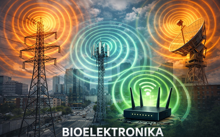 Ilustracja przedstawiająca różne źródła sygnału i urządzenia elektroniczne.