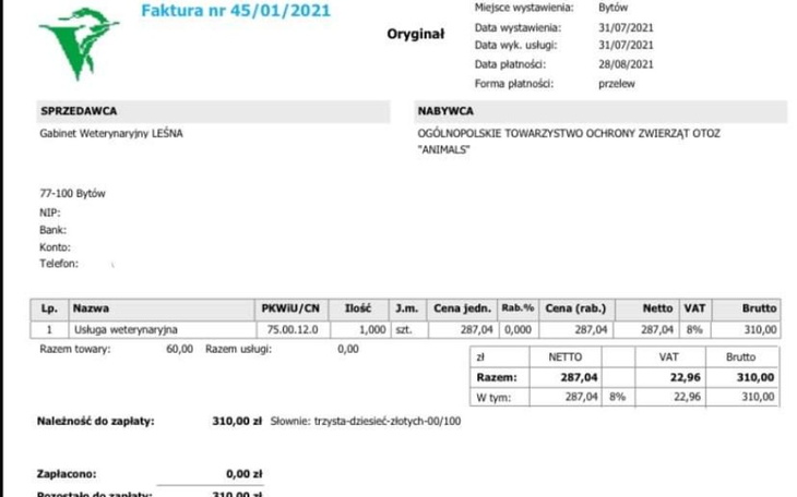 Zbiórka Opłacenie faktury VAT - zdjęcie główne