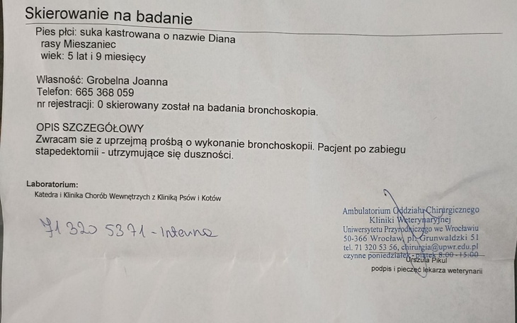 Zbiórka Bronchoskopia Diany - zdjęcie główne