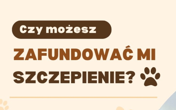 Plakat z pytaniem o szczepienie dla zwierząt.