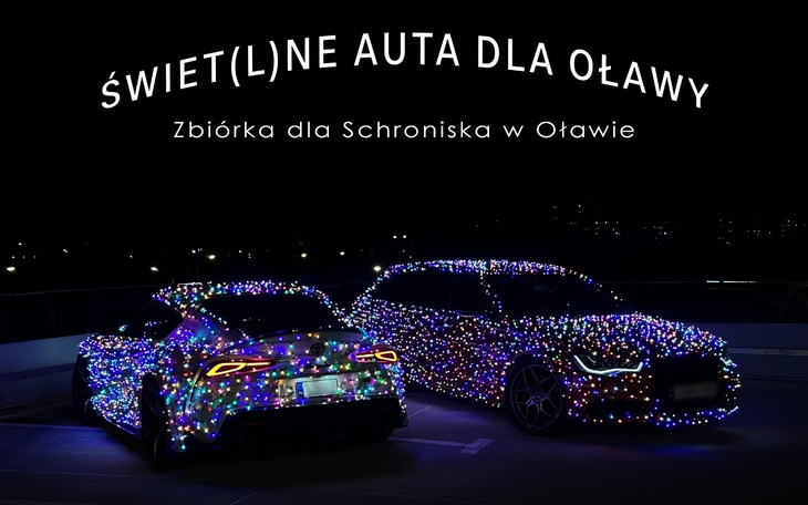 Świecące auta na zbiórkę dla schroniska w Oławie.