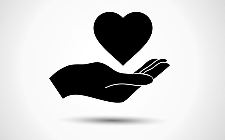 Ikona dłoni trzymającej serce, symbolizująca pomoc.