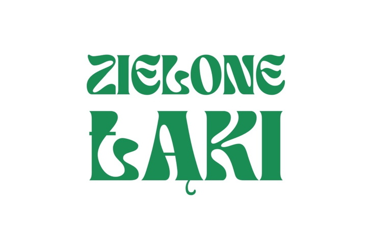 Logo 'Zielone Łaki' w zielonym kolorze.