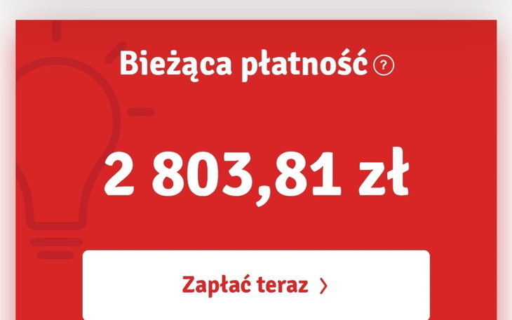 Ekran z informacją o bieżącej płatności w złotych.