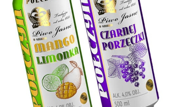 Butelki piwa o różnych smakach, stojące obok siebie.