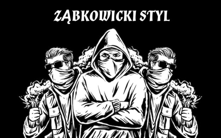 Grafika przedstawiająca styl uliczny z postaciami w kapturach.