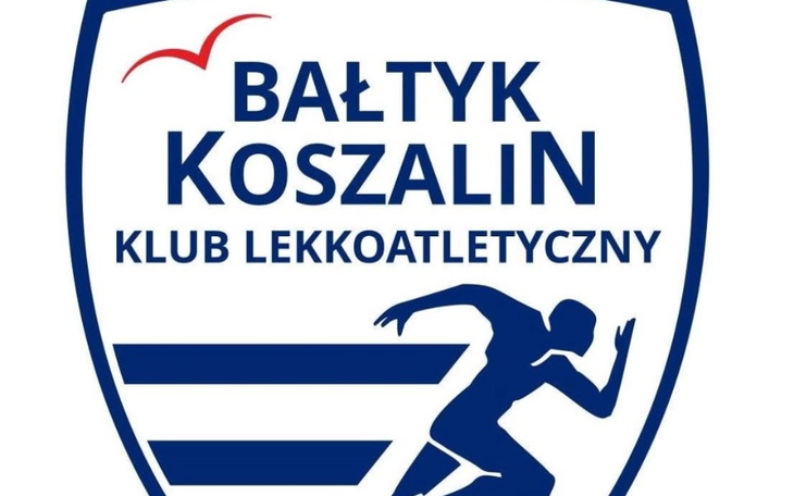 Logo Klubu Lekkoatletycznego Bałtyk Koszalin z biegaczem.