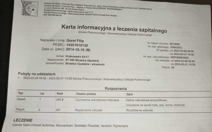 Zbiórka Leczenie syna z ciężką astmą - zdjęcie główne