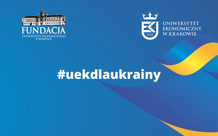 Logo Fundacji Uniwersytetu Ekonomicznego w Krakowie z hashtagiem.