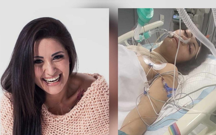 Porównanie dwóch zdjęć: uśmiechnięta kobieta i w szpitalu.