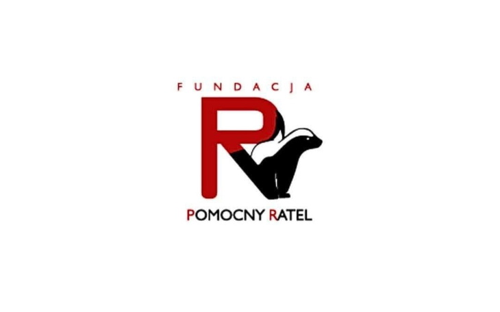 Logo fundacji Pomocny Ratel z wizerunkiem borsuka.