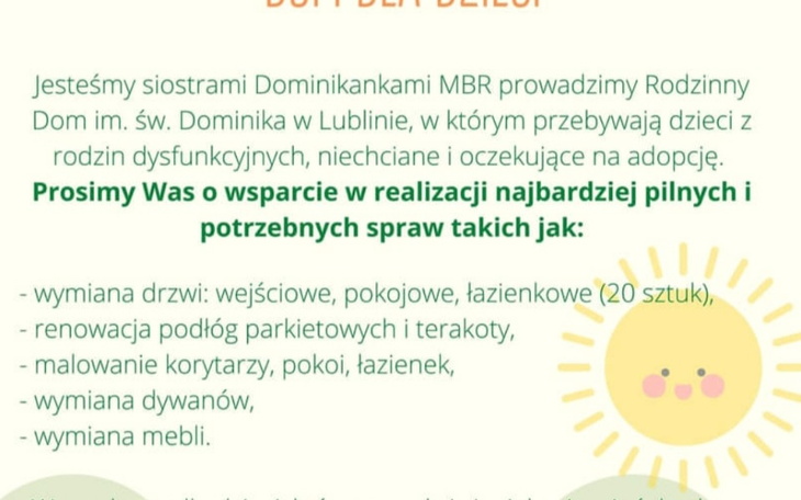 Zbiórka Remont Domu Dziecka w Lublinie - zdjęcie główne
