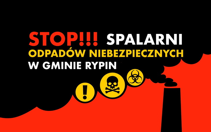 Plakat z hasłem przeciwko piecom na odpady niebezpieczne.