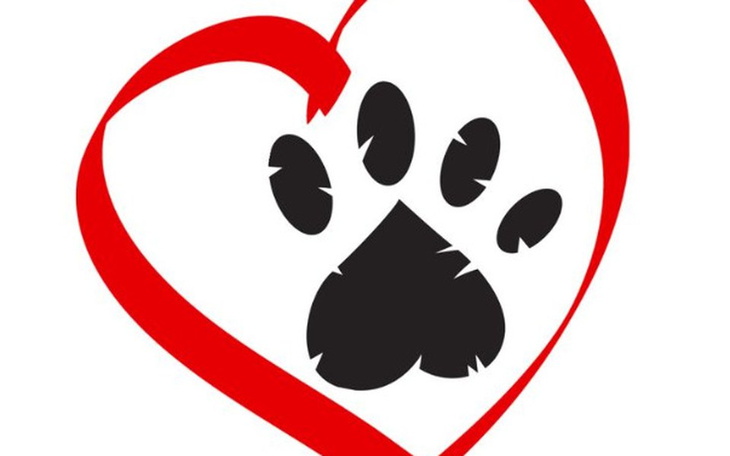 Logo z sercem i łapką, symbolizujące miłość do zwierząt.