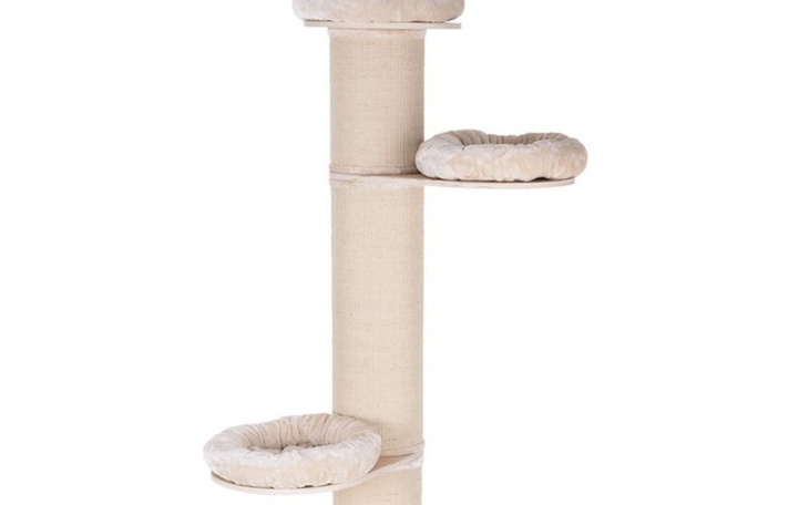 Koty odpoczywające na drapaku, w przytulnym otoczeniu.