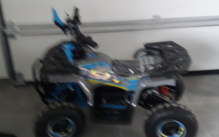 Quad w garażu, częściowo zasłonięty.