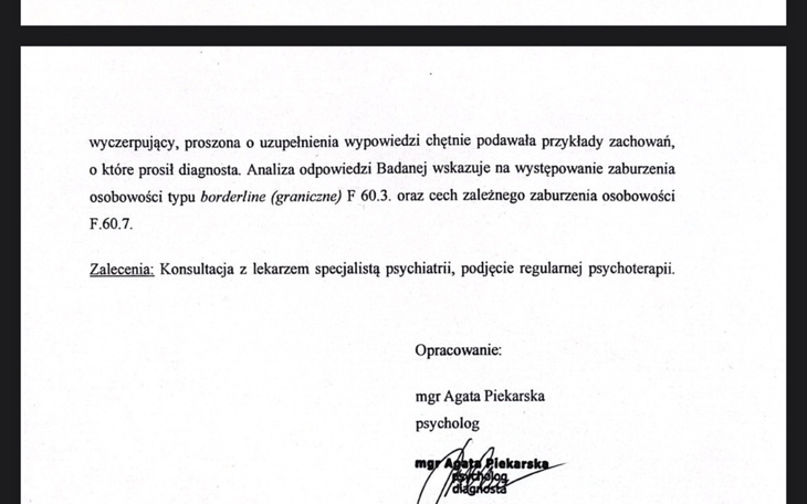 Dokument medyczny z zaleceniami terapeutycznymi.